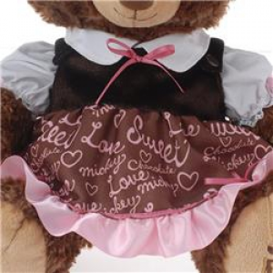 大學熊 x 米妮 布丁 朱古力 巧克力 粉紅 裙 服裝 衫