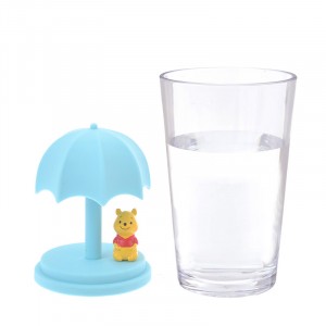 小熊維尼 藍色雨傘 擺設 膠杯 杯架