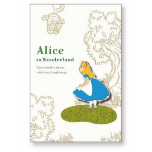 愛麗絲 夢遊仙境 妙妙貓 立體草地 素描版 明信片 連 信封