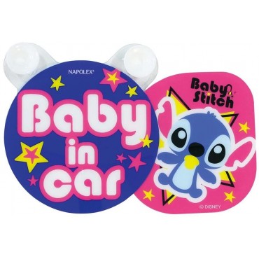 小魔星 史迪仔 史迪奇 星際寶貝 粉紅色 嬰兒在車中 搖擺 訊息牌