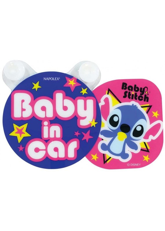 小魔星 史迪仔 史迪奇 星際寶貝 粉紅色 嬰兒在車中 搖擺 訊息牌 