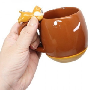 大鼻 花栗鼠 趴地 立體造型 橡果 咖啡杯 陶瓷杯 茶杯
