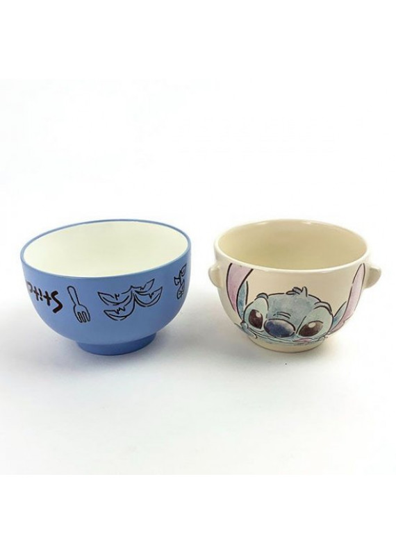 小魔星 史迪仔 史迪奇 星際寶貝 紫藍色 水彩畫 為食 系列 日本製 飯碗 湯碗 汁椀 茶碗 1套2個 
