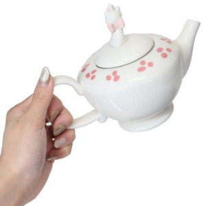 富貴貓 小腳印 立體 坐姿 茶壺蓋 陶瓷 茶壺 連 濾茶器