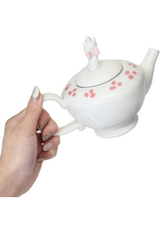 富貴貓 小腳印 立體 坐姿 茶壺蓋 陶瓷 茶壺 連 濾茶器